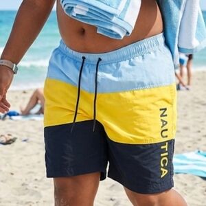 Nautica Blue and Yellow Swim Trunks
